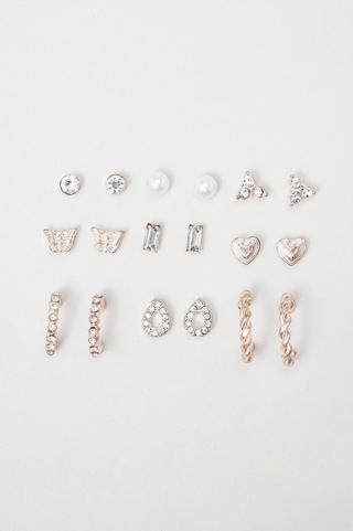 9 Pack Stud Earrings