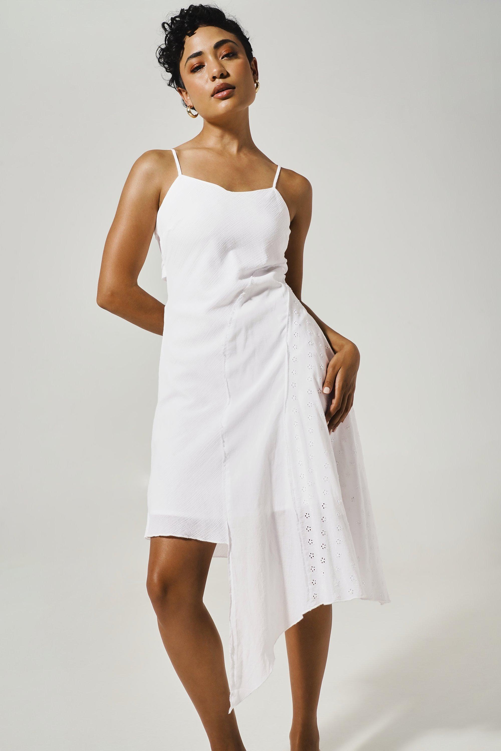 Asymmetrical slip outlet dress