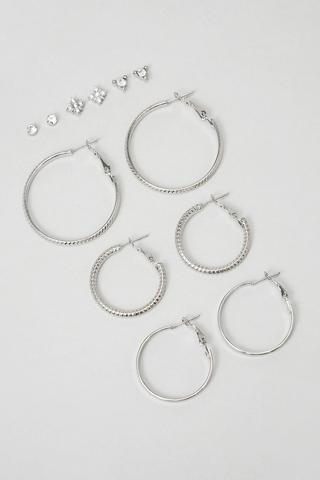 6 Pack Hoop And Stud Earrings