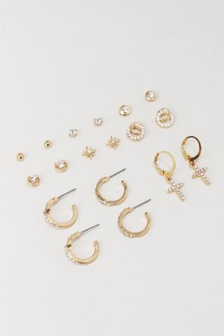 9 Pack Hoop And Stud Earrings