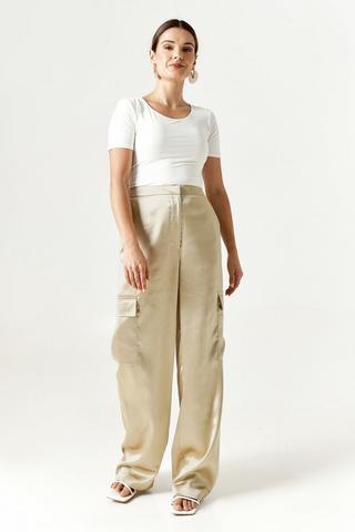 Satin cargo pocket trousers - Women's fashion