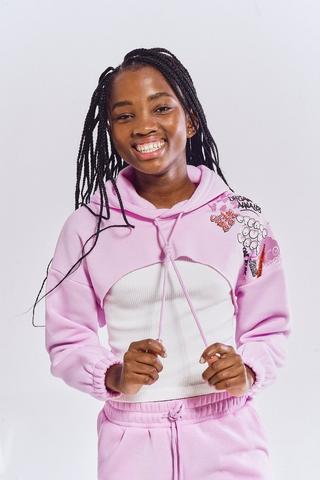 Girlfriend Crop Hoodie In Pink