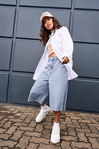 Grey Denim Shorts, Ladies