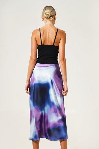 Tie Dye Mesh Overlay Midi Slip Skirt