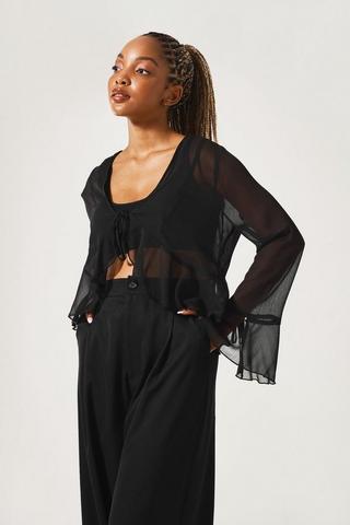 Sheer Front Tie Top
