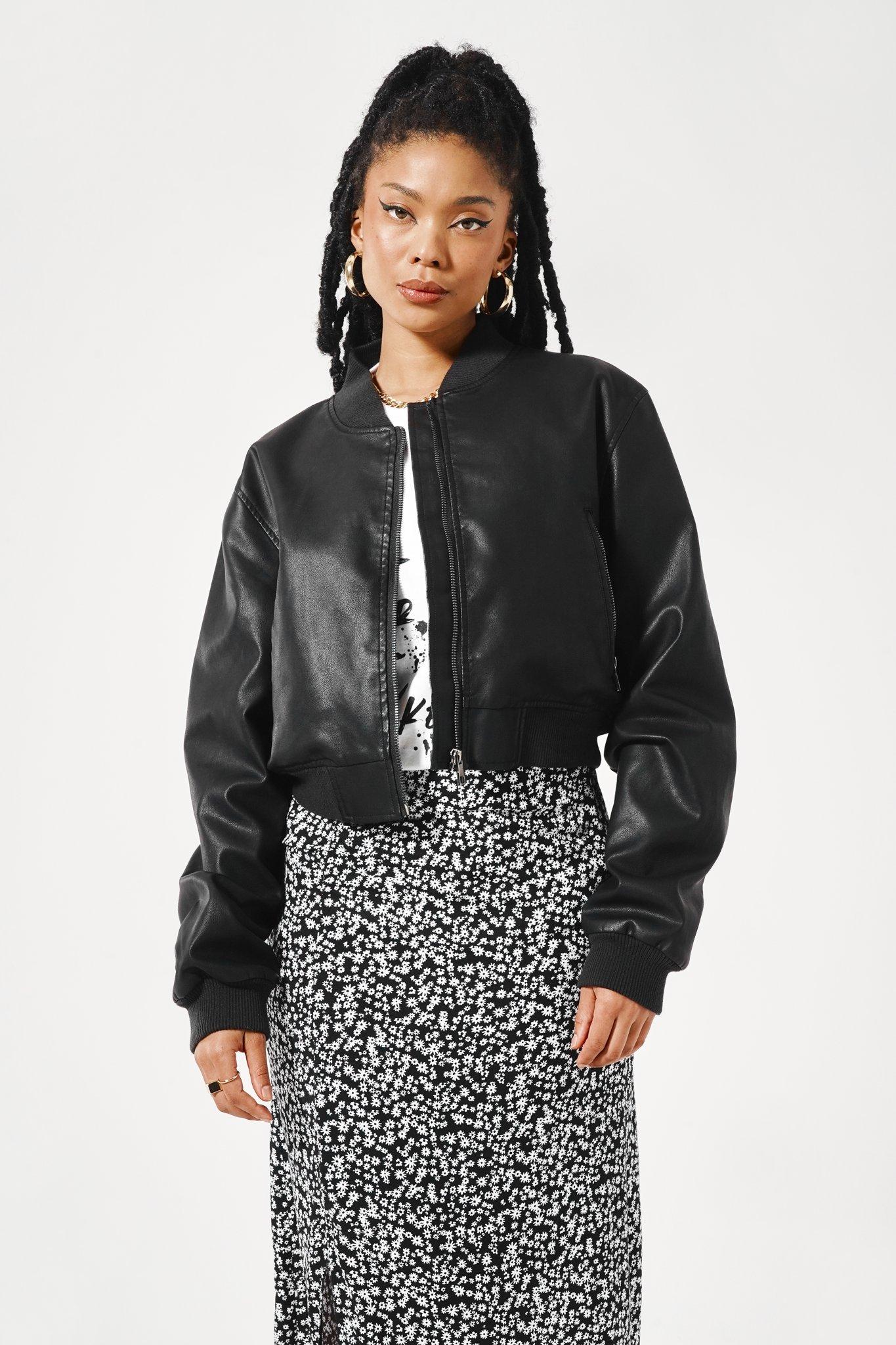 Pleather Bomber Jacket