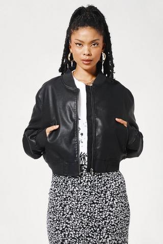 Pleather Bomber Jacket