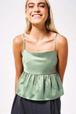 Satin Peplum Top