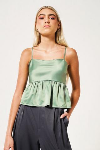 Satin Peplum Top