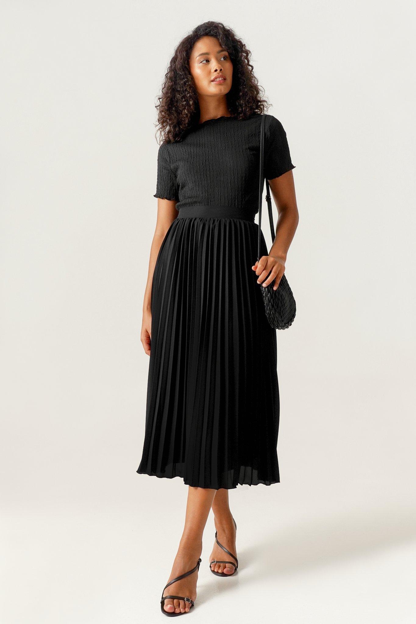 Black pleated 2024 midi skirt next