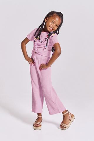 Short Sleeve Top And Wide Leg Pants Set