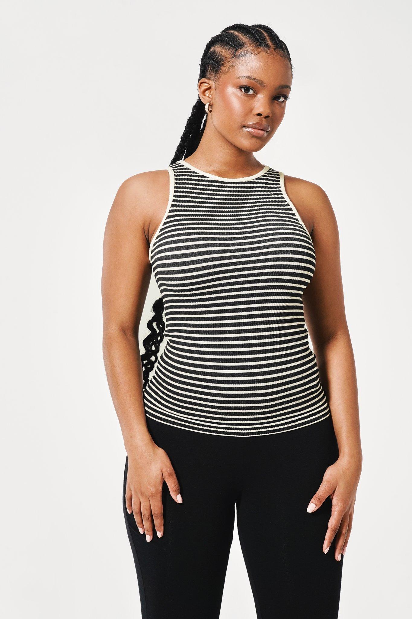 Basic Seamless Ribbed Sleeveless Mock Neck Turtleneck Shaping Tank Top Tee  Shirt