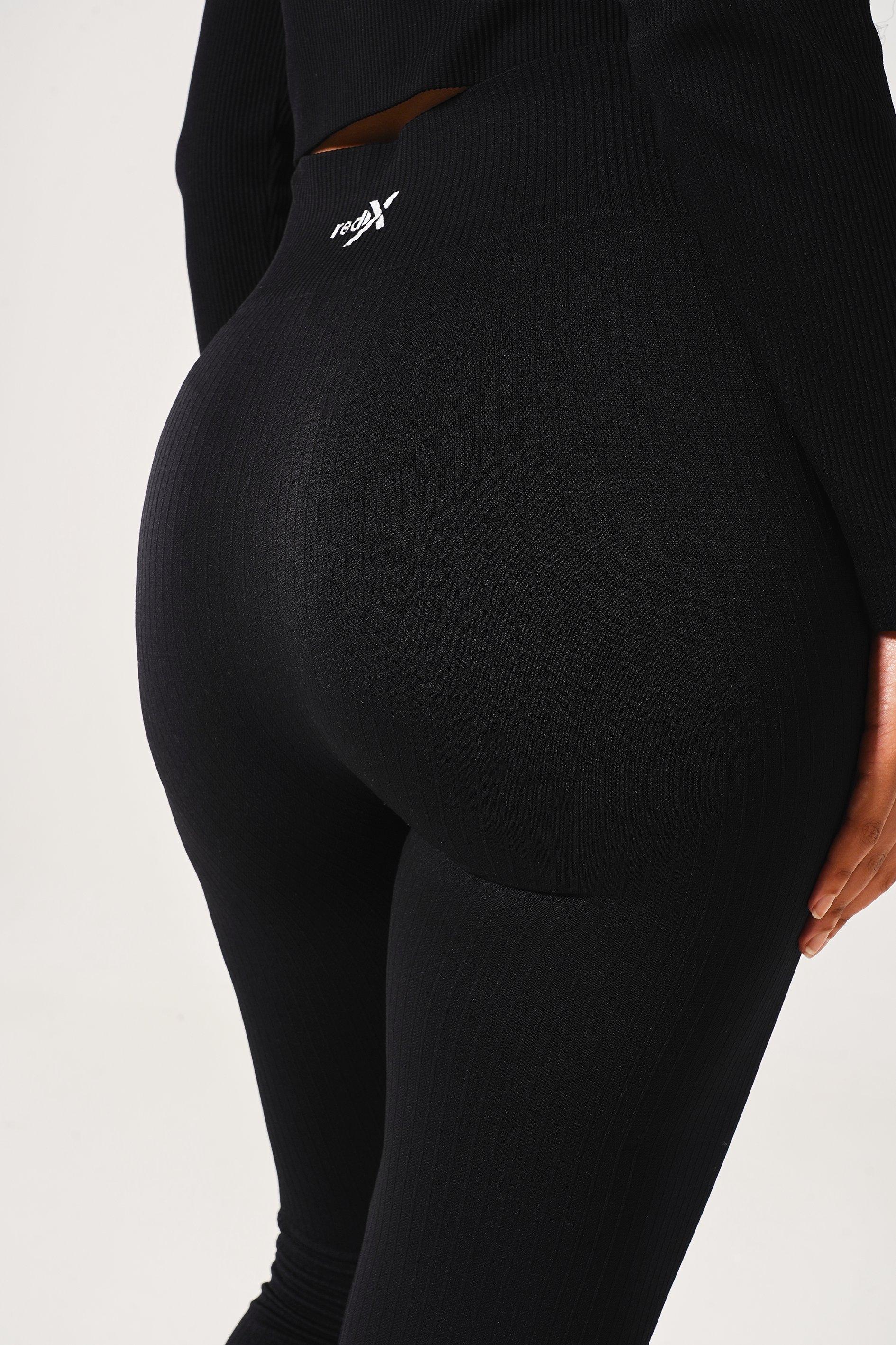 Black Rib High Waist Leggings