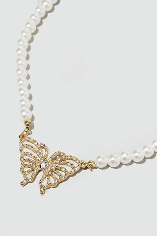 Oyster Bead Butterfly Necklace
