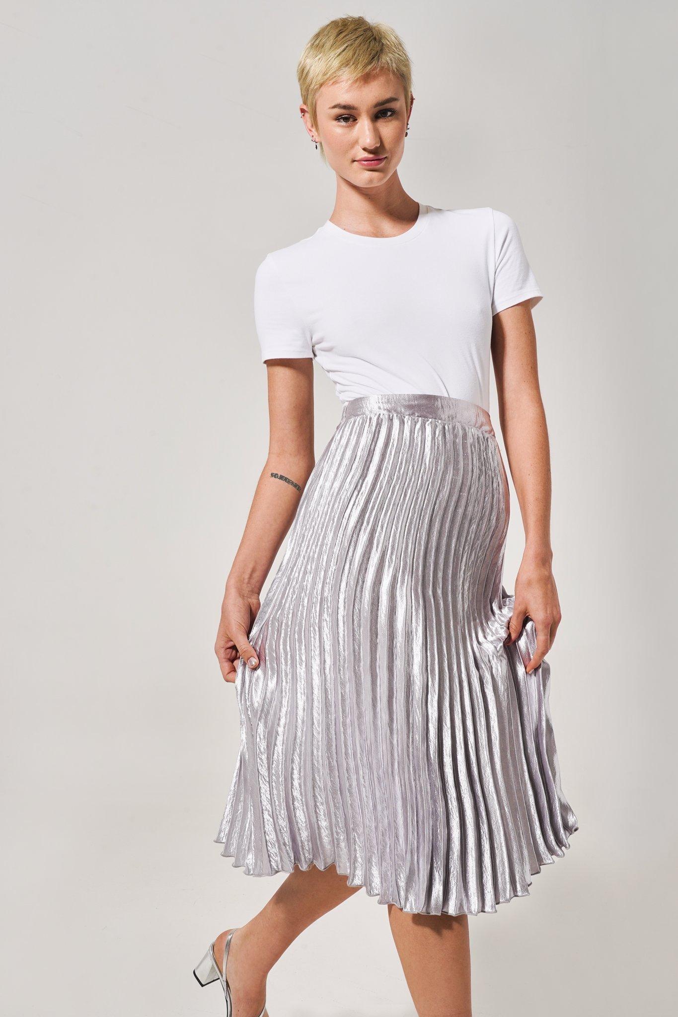 Satin Pleated Skirt