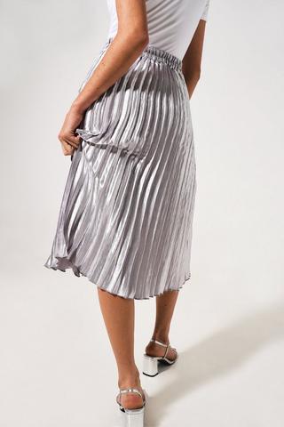 Grey pleated hotsell skirt satin