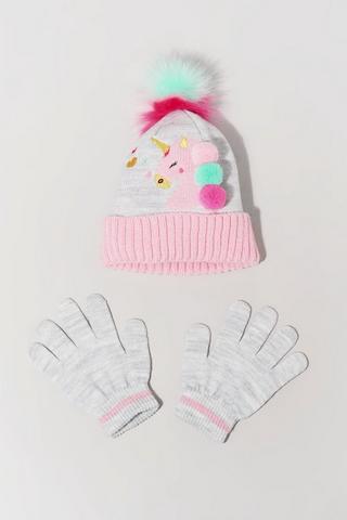 Unicorn Beanie And Gloves Set