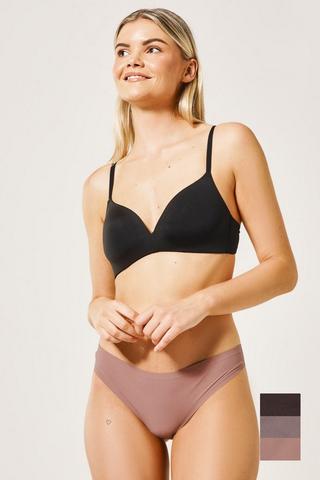 Seamless 3 panty pack in neutrals