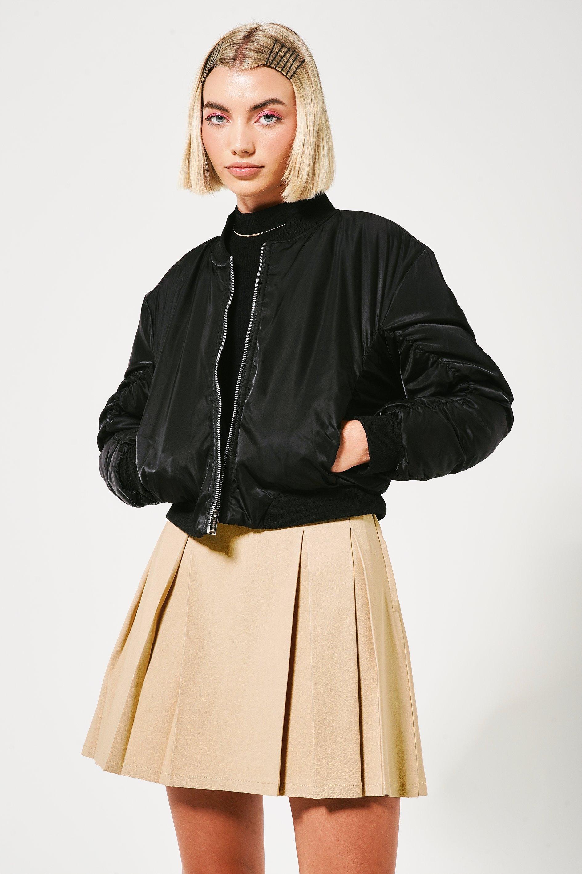 Ruched Bomber Jacket