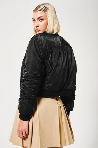 Ruched Bomber Jacket