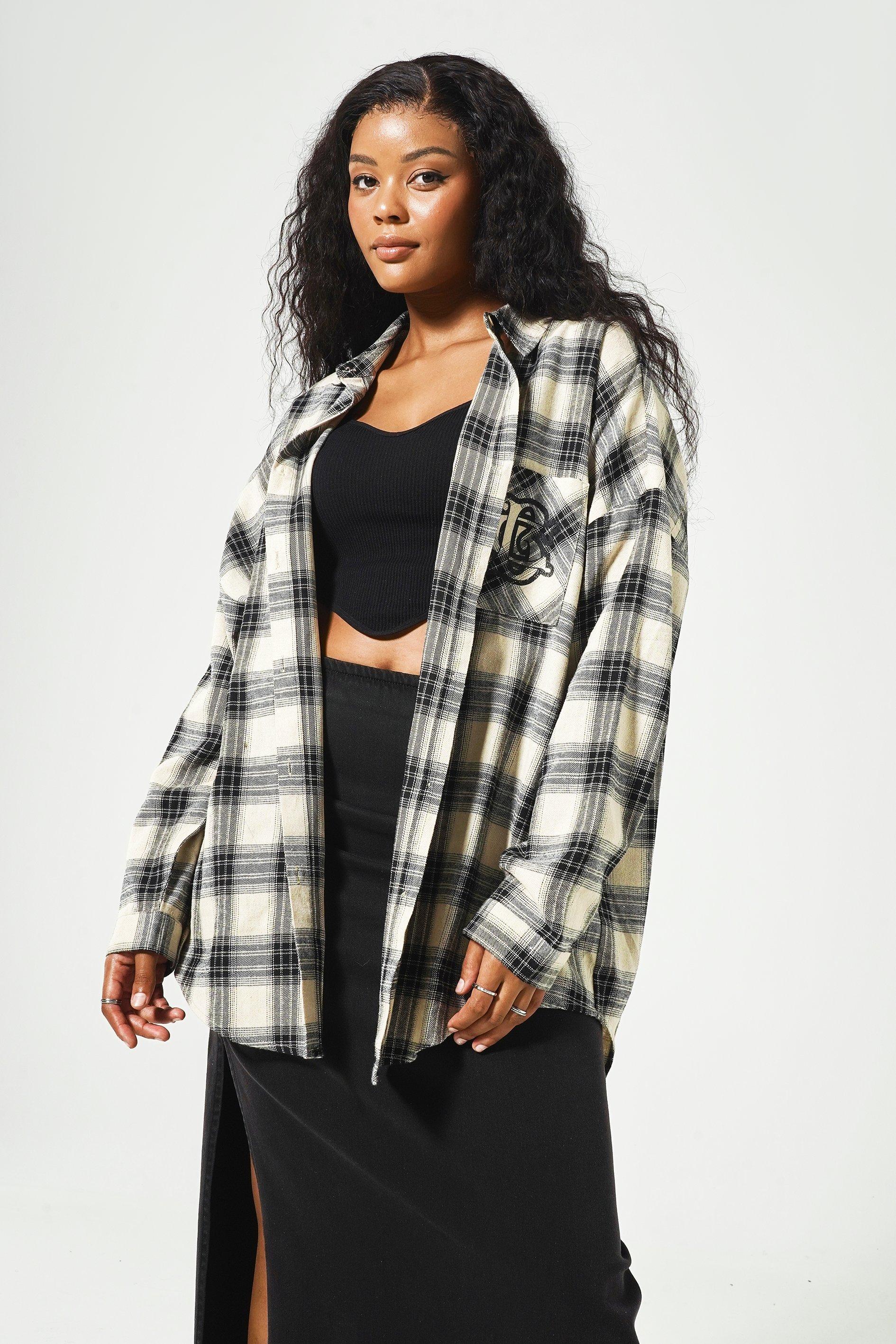 Plus Asymmetrical Neck Flannel Top & Leggings