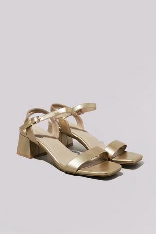 Gold short outlet block heels