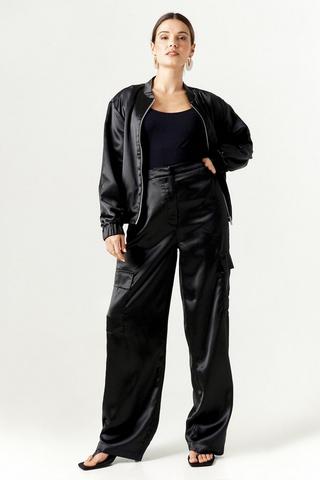 Satin Cargo Pants