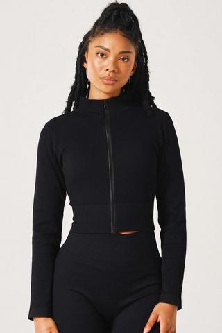 Seamless Zip Through Crop Top