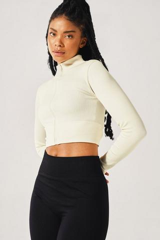 Seamless Zip Through Crop Top