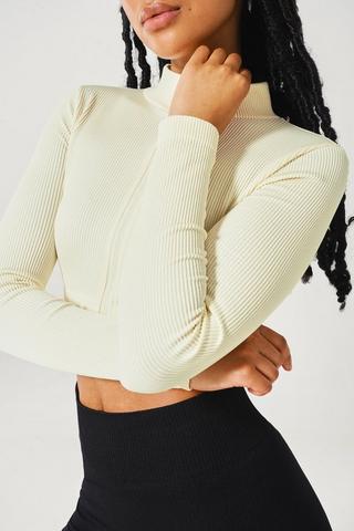 Seamless Zip Through Crop Top