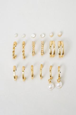 9 Pack Hoop And Stud Earrings