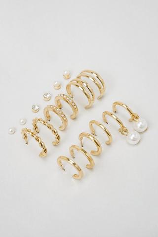 9 Pack Hoop And Stud Earrings