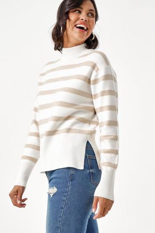 Stripe Turtle Neck Knit