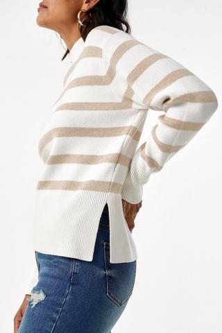 Stripe Turtle Neck Knit