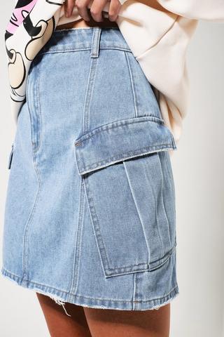 Denim Cargo Skirt