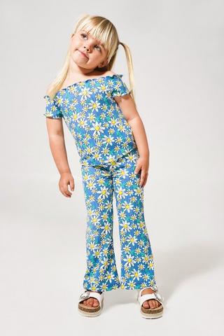 Short Sleeve Top And Flare Leg Pants Set