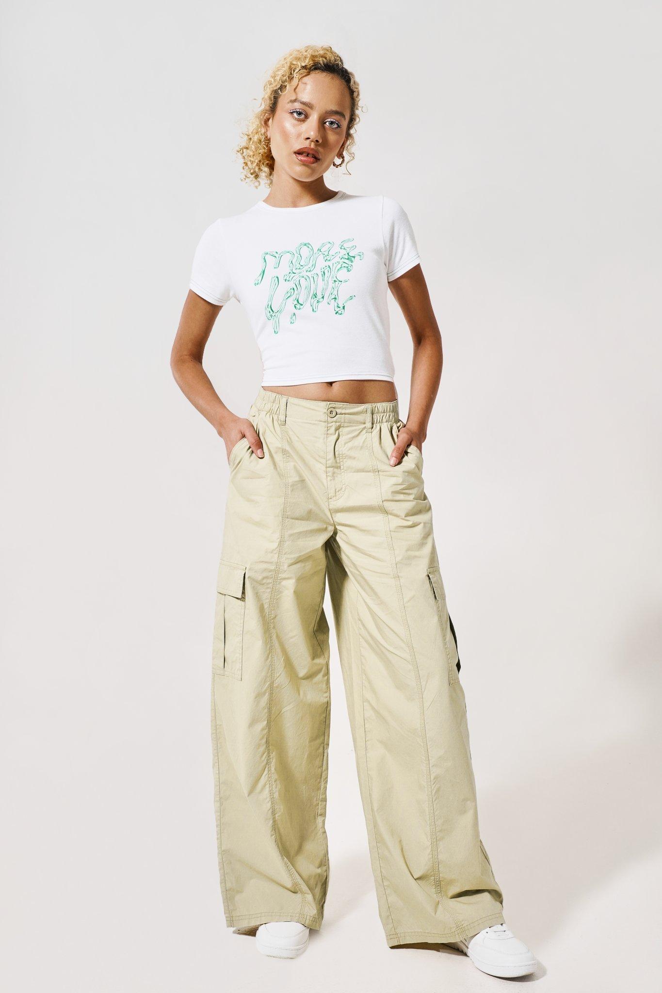 ASOS DESIGN wide leg pants in cream and black stripe