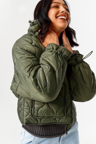 Quilted Puffer Bomber Jacket