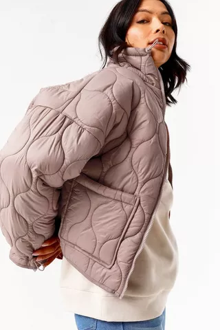 Quilted Puffer Bomber Jacket