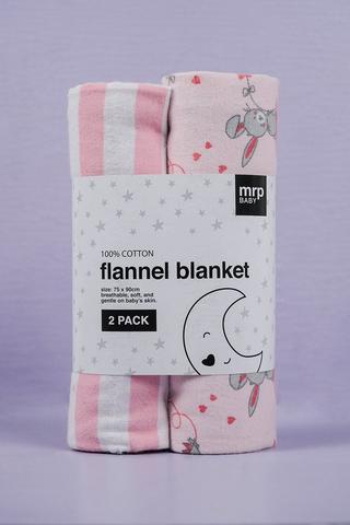 2 Pack Flannel Blankets - Bunnies