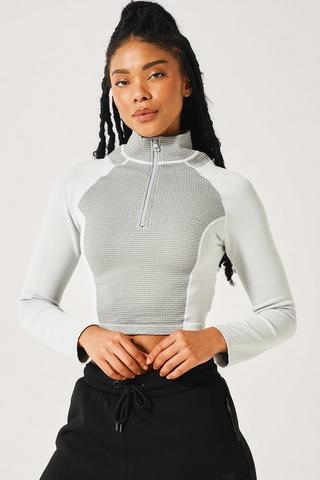 Seamless Zip Through Crop Top