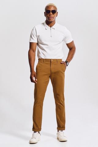 White shirt cheap and brown chinos