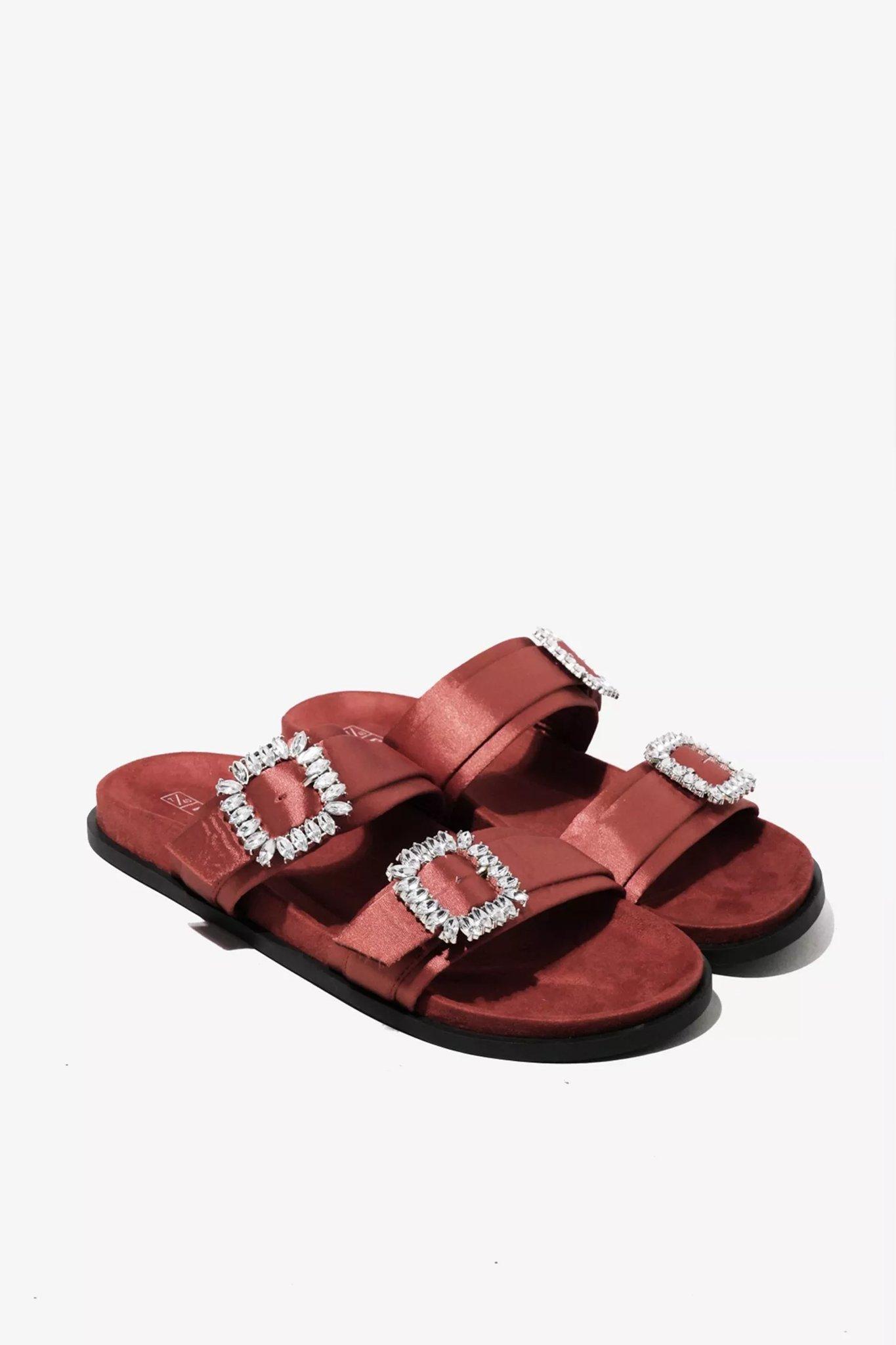 Double Buckle Strap Slides 20 Light Grey Suede main image 0