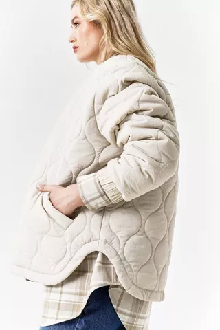 Quilted Puffer Bomber Jacket
