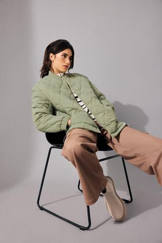 Quilted Puffer Bomber Jacket