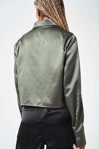 Cropped Satin Shirt