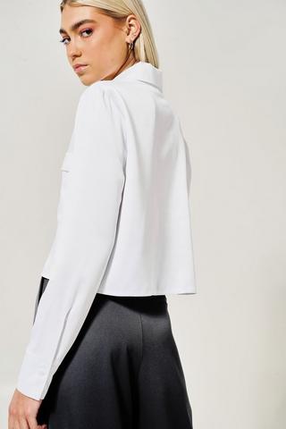 Cropped Satin Shirt