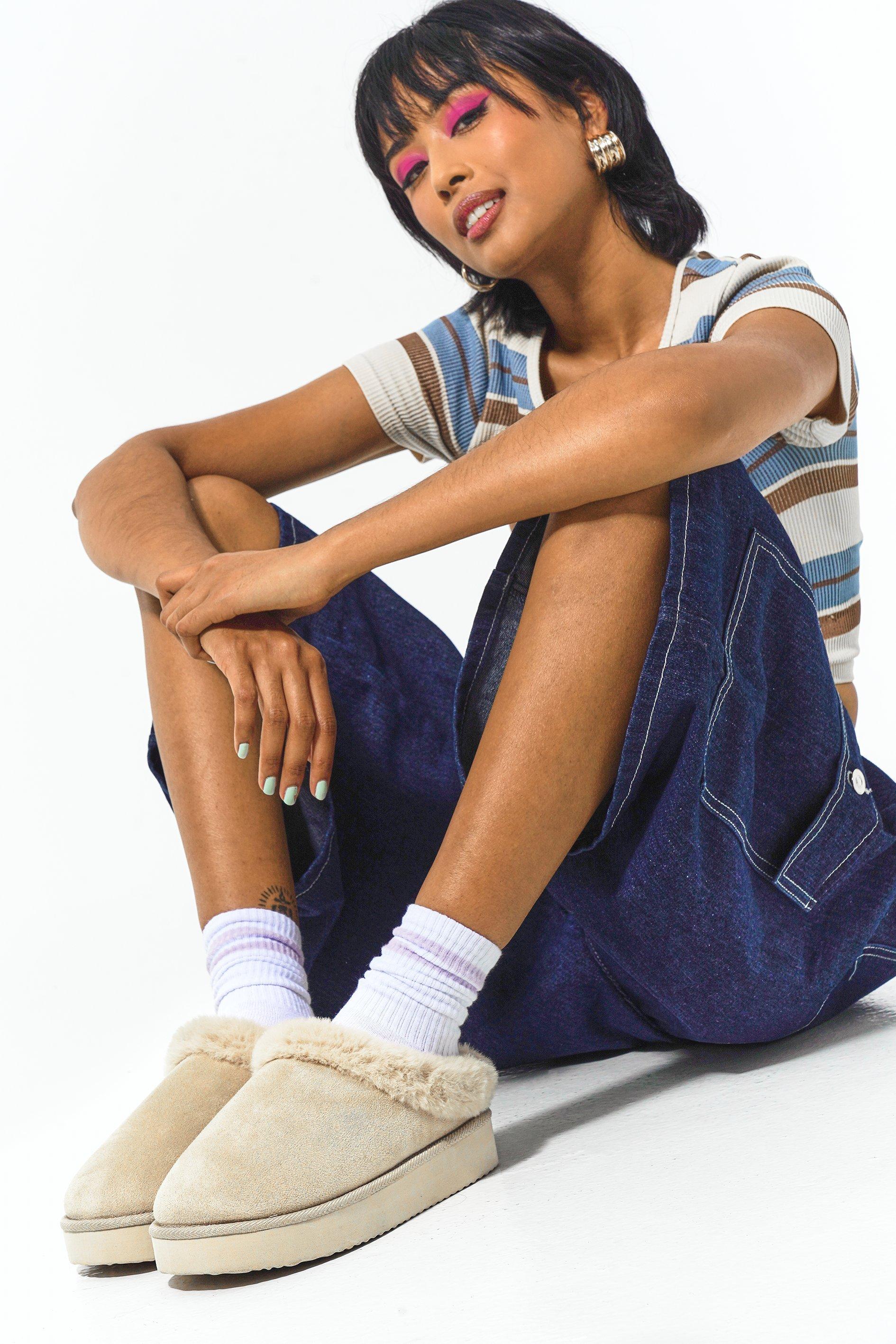 slip on fluffy shoes