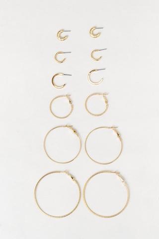 6 Pack Hoop Earrings