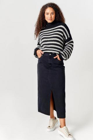 Ladies black denim store skirt